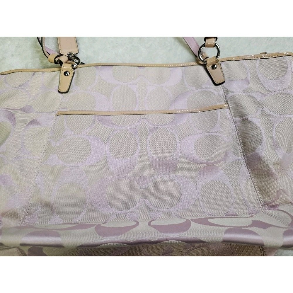 Vintage Pink Coach Signature Optic Leah Shoulder Tote Bag - Picture 4 of 14